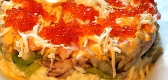 Слоеный морской салат с киви