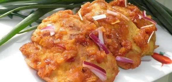 Куриная печень с манго