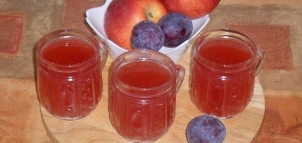 Кисель с яблоками, сливами и брусникой