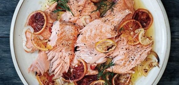 Лосось с фенхелем, цитрусовыми и острым перцем