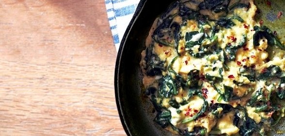 Яичница со шпинатом