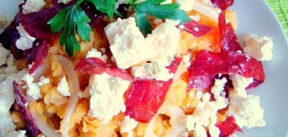 Салат из чечевицы с луком