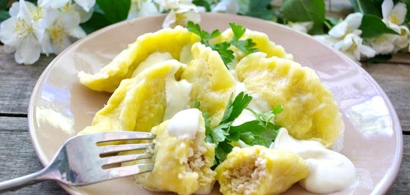 Вареники из картошки с курицей