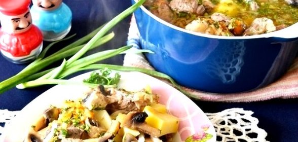 Жаркое из свинины с картофелем и грибами