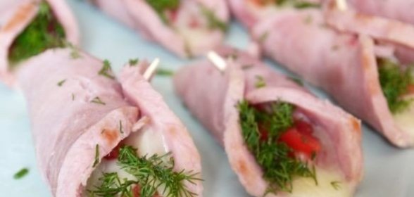 Рулетики из ветчины