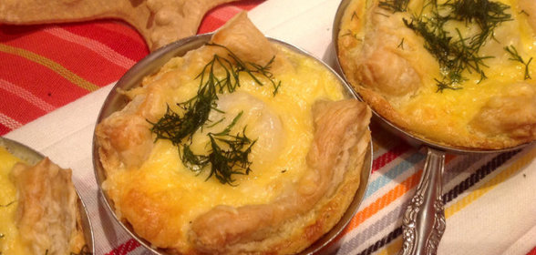 Морские гребешки в слоеном тесте