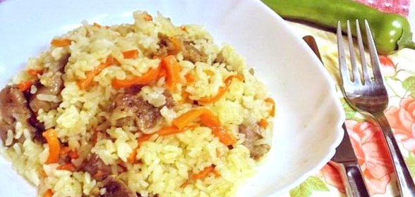 Плов из куриных желудков