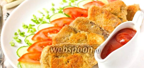 Свиной язык обжаренный в сухарях