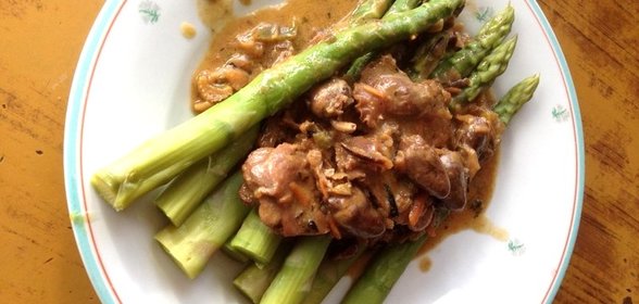 Сердца и желудки куриные в соусе