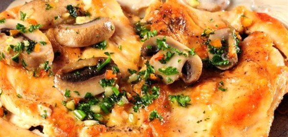 Куриное филе с грибами и сыром