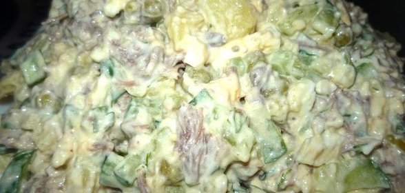 Мясной салат с говядиной