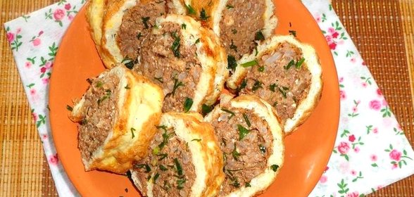 Рулет с диким рисом и печенью