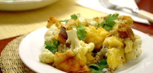 Цветная капуста с пивом и сухариками