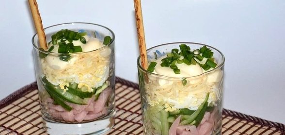 Салат-коктейль с ветчиной