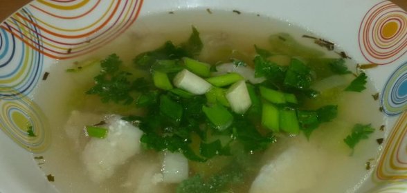 Суп с морским окунем и пореем
