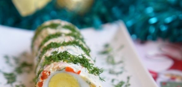 Праздничный рулет-желе с креветками