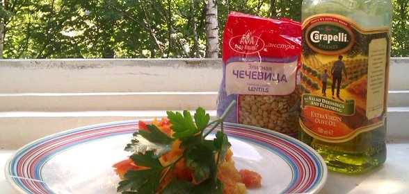 Курица с чечевицей
