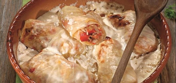 Голубцы с грибами и луком-пореем