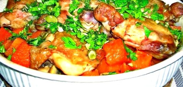Курица, запеченная с тыквой