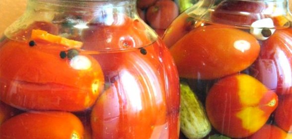 Помидоры с огурцами (закатки)