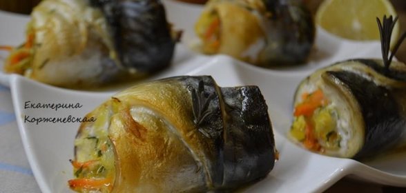 Рулетики из скумбрии с овощами