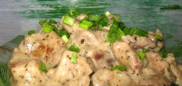 Мясо в сливочно-чесночном соусе