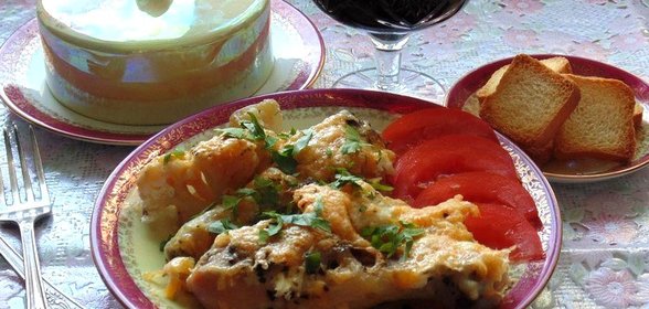 Курица запеченная с цветной капустой