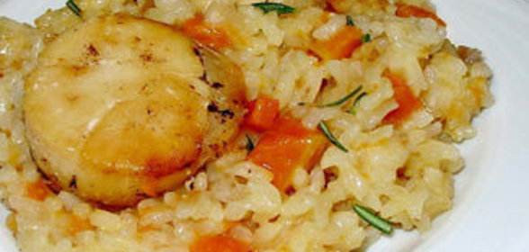 Ризотто с тыквой и морскими гребешками