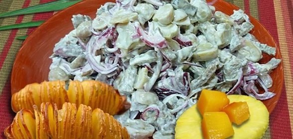 Салат из свинины с маринованными грибами