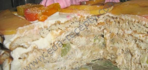 Быстрый торт творожно-фруктовый