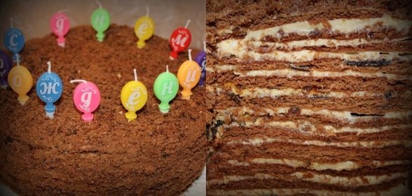 Шоколадный медовик с черносливом