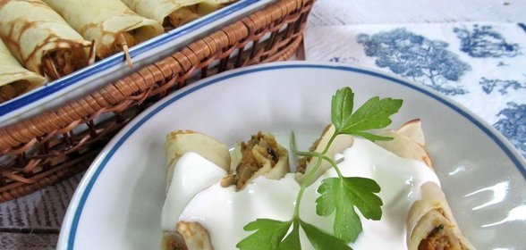 Блинчики с начинкой из варенной говядины