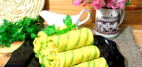 Блинчики полосатики с капустой