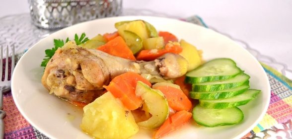 Куриные ножки с овощами в рукаве