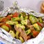 Свиные ребрышки с помидорами, кабачками и брынзой в фольге
