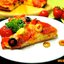 Пицца с салями, моцареллой и помидорами