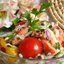 Салат с рисом, сёмгой и овощами