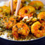 Жареные креветки с перцем и лимоном