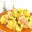 Картофель отварной со свиной грудинкой и луком