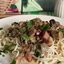 Спагетти с лесными грибами и мясными копченостями в сырном соусе