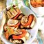 Конвертики из баклажанов с помидорами и хреном