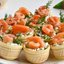Вафельные корзиночки с брынзой и семгой