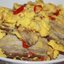 Пышный омлет со свиной грудинкой и луком