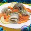 Рулетики из рыбы запеченные с овощами