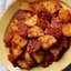 Картофель с острой свиной колбасой
