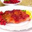 Мясо, запеченное в брусничном соусе