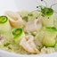 Ризотто с мини-кальмарами, цуккини и соусом песто