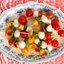 Канапе с томатами черри, моцареллой и персиками
