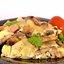 Жареные шампиньоны с картофелем, сосисками и яйцом