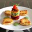 Листья поленты с овощным мильфеем и соусом из кориандра